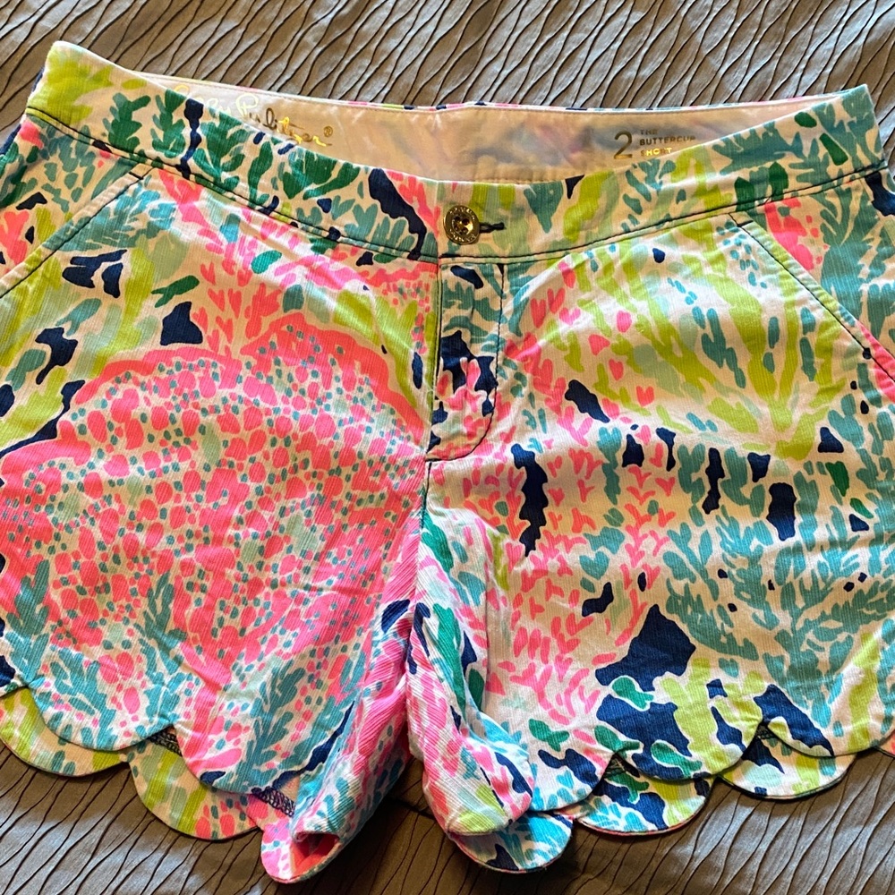 Lilly Pulitzer Pink and Green High Waist Shorts